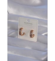 XUPİNG Rose Renk Zirkon Taşlı İşlemeli Halka Küpe 5886