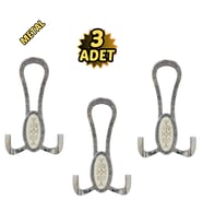 Krom Desenli Vestiyer Portmanto 3 Adet Askılık Metal