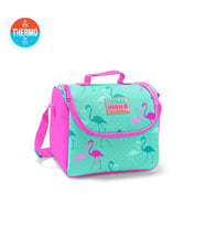 Coral High Kids Su Yeşili Neon Pembe Flamingo Desenli Thermo Beslenme Çantası 22854