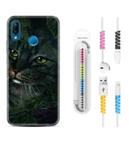 Huawei P20 Lite Mate 10 20 Lite Pro P40 Lite KılıfKablo Koruma Spiral Silikon Flowers Cat 1345