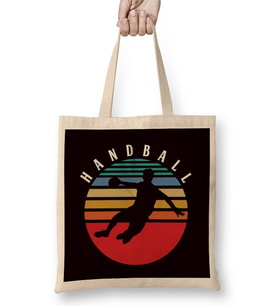 Retro Handball Player Vintage Handballer Ball Sports Team Bez Çanta Uzun Saplı