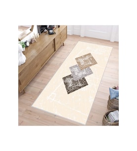 Rovigo Home Dijital Baskı Yıkanabilir Kaymaz Taban Salon Halısı RVG1135 80x150 cm (Bej)
