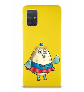 Samsung Galaxy A71 Soft Premier Kapak Bayan Puff Tasarımlı Silikon Kılıf - Sarı (Şeffaf)