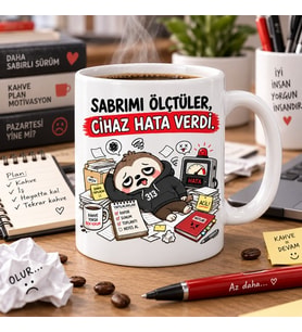 Sabrımı Ölçtüler Cihaz Hata Verdi Esprili Ofis Baskılı Kupa – İş Arkadaşına Hediye