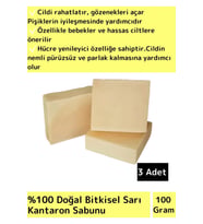 Özel Üretim %100 Doğal Bebeklerde Etkili Yüz Cilt Saç Vücut Bitkisel Sarı Kantaron Sabunu 3 Adet