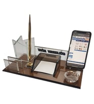 İsimlik - Kristal Masaüstü Kalemli - Ofis Büro Makam Hediyesi M530 Bronz