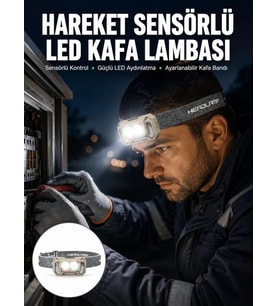 Şarjlı Wave Sensörlü LED Kafa Feneri Outdoor Kullanım Yeni Nesil