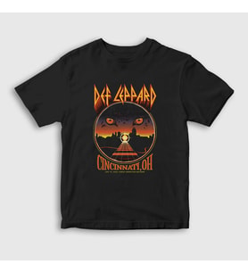 Presmono Unisex Çocuk Siyah Cincinnati Rock Müzik Def Leppard T-Shirt 496542tt