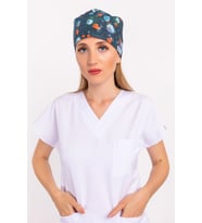 Master Likra  Virüs Desenli Doktor Hemşire Hastane Cerrahi Bone (Lacivert)