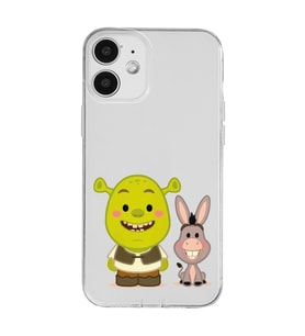 Iphone 12 Uyumlu Shrek ve Eşek Tasarımlı Şeffaf Telefon Kılıfı