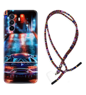 Huawei Nova Y70 Y90 Nova 9 SE  Kılıf Boyun Asklı Rasta Silikon Neon Cars 1724