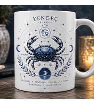 Yengeç Burcu Temalı Kupa Bardak – Astroloji ve Burç Tasarımlı Seramik Kupa