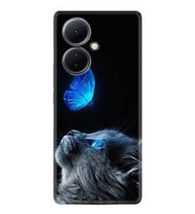 Vivo V29 Lite Kılıf Resimli Desenli Silikon Platinium Series Butterfly Cat 1891