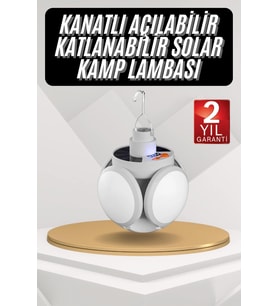 Kamp Lambası Güneş Enerjili Solar 5 Kanatlı Katlanır Lamba Karavan