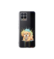 Realme 8 ile Uyumlu Splash Köpek Tasarımlı Şeffaf Silikon Kılıf