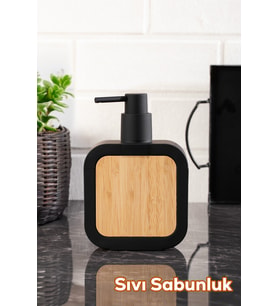 Porsima 3147 Banyo ve Mutfak Sıvı Sabunluk 400ML Siyah-Ahşap