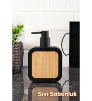 Porsima 3147 Banyo ve Mutfak Sıvı Sabunluk 400ML Siyah-Ahşap