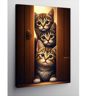 Kanvas Tablo Kapıdaki Kedi Yavruları
