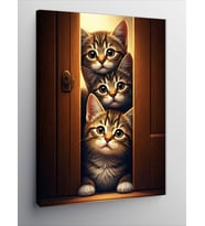 Kanvas Tablo Kapıdaki Kedi Yavruları