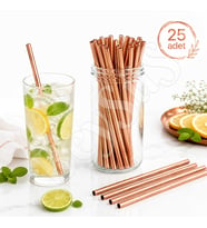 Parti Kağıt Pipeti 25li Rose Gold