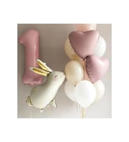 YAŞ PEMBE FOLYOLU TAVŞAN FOLYOLU BALON DOĞUM GÜNÜ PARTİ SET SÜSÜ