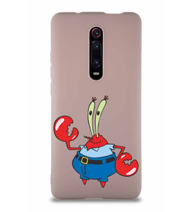Xiaomi Redmi K20 Pro Soft Premier Kapak Bay Yengeç Tasarımlı Silikon Kılıf - Pudra (Şeffaf)