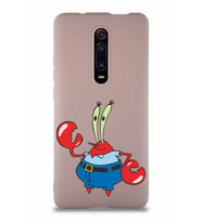 Xiaomi Redmi K20 Pro Soft Premier Kapak Bay Yengeç Tasarımlı Silikon Kılıf - Pudra (Şeffaf)