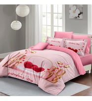 MONOHOME Sevgililer Günü Çift Kişilik Nevresim Takımı %100 Pamuk Saten Happy Valentine's Day (Pembe)