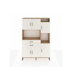 Arges Gardrop 9 Raflı 2 Çekmeceli 6 Kapaklı 132x30x195 Çam-Aytaşı