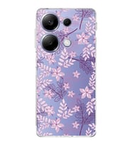 PrintiFy Xiaomi Redmi Note 13 Uyumlu Kamera Korumalı Floral Pudra Tasarımlı Şeffaf Kılıf