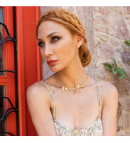 Peridot ve Ametist Taşlı Lamina Tasarım Gold Kaplama Gümüş Gerdanlık