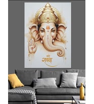 Dört Kollu Ganesha Hindu Tanrı Dekoratif Kanvas - Mdf Ahşap Tablo