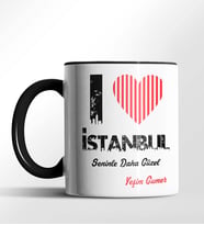 Kişiye Özel İstanbul Seninle Daha Güzel Tema Siyah Renk Kupa (Siyah)