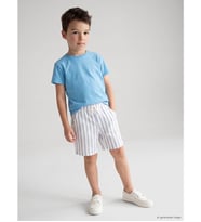 LCW Kids Mavi Çizgili Erkek Çocuk Müslin Şort