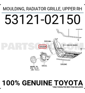 Toyota Auris Ön Panjur Bandı Nikelaj Sağ 2013- (Oem No:  5312102150)