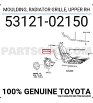 Toyota Auris Ön Panjur Bandı Nikelaj Sağ 2013- (Oem No:  5312102150)
