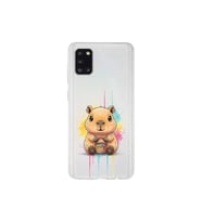 Samsung Galaxy A31 ile Uyumlu Splash Kapibara Tasarımlı Şeffaf Silikon Kılıf