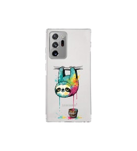 Samsung Galaxy Note 20 Ultra ile Uyumlu Splash Tembel Hayvan Tasarımlı Şeffaf Silikon Kılıf