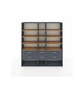 Hyperion Dolap 12 Raflı 6 Çekmeceli  220x44x243 Antrasit-Çam/Antrasit