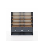 Hyperion Dolap 12 Raflı 6 Çekmeceli  220x44x243 Antrasit-Çam/Antrasit