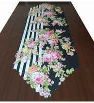 Alkanhomes Gül Desenli  Dijital Baskılı Dekoratif Runner