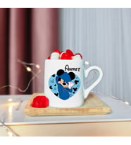 Mickey Mouse Tasarımlı Ahşap Tabaklı Kişiye Özel Türk Kahvesi Fincanı