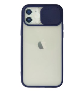 Newface Apple iPhone 12 Kılıf Palm Buzlu Kamera Sürgülü Silikon - Lacivert