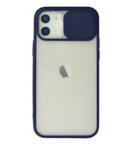 Newface Apple iPhone 12 Kılıf Palm Buzlu Kamera Sürgülü Silikon - Lacivert