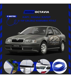 Skoda Octavia Oto Araç Kapı Koruma Fitili 5metre Parlak Mavi Renk