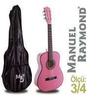 Manuel Raymond MRC87PNK 3/4 Boy Junior Klasik Gitar Seti Pembe Renk, Çocuklar İçin Uygun, Taşıma Kılıfı Hediyeli
