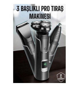 Mey İthalat® Yüksek Performanslı 3 Başlıklı Profesyonel Tıraş Makinesi