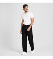 Erkek Siyah Relax Fit Bağcıklı Baggy Pantolon