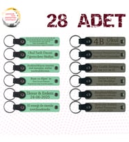Yeşil & Kül Gri, Kına Gecesi Törenine Özel Anı, 28’li Set, Mesajlı Deri Hatıra Anahtarlık