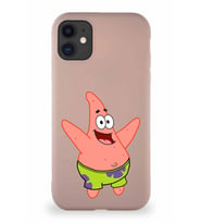 Apple iPhone 11 Soft Premier Kapak Patrick Yıldız Tasarımlı Silikon Kılıf - Pudra (Şeffaf)